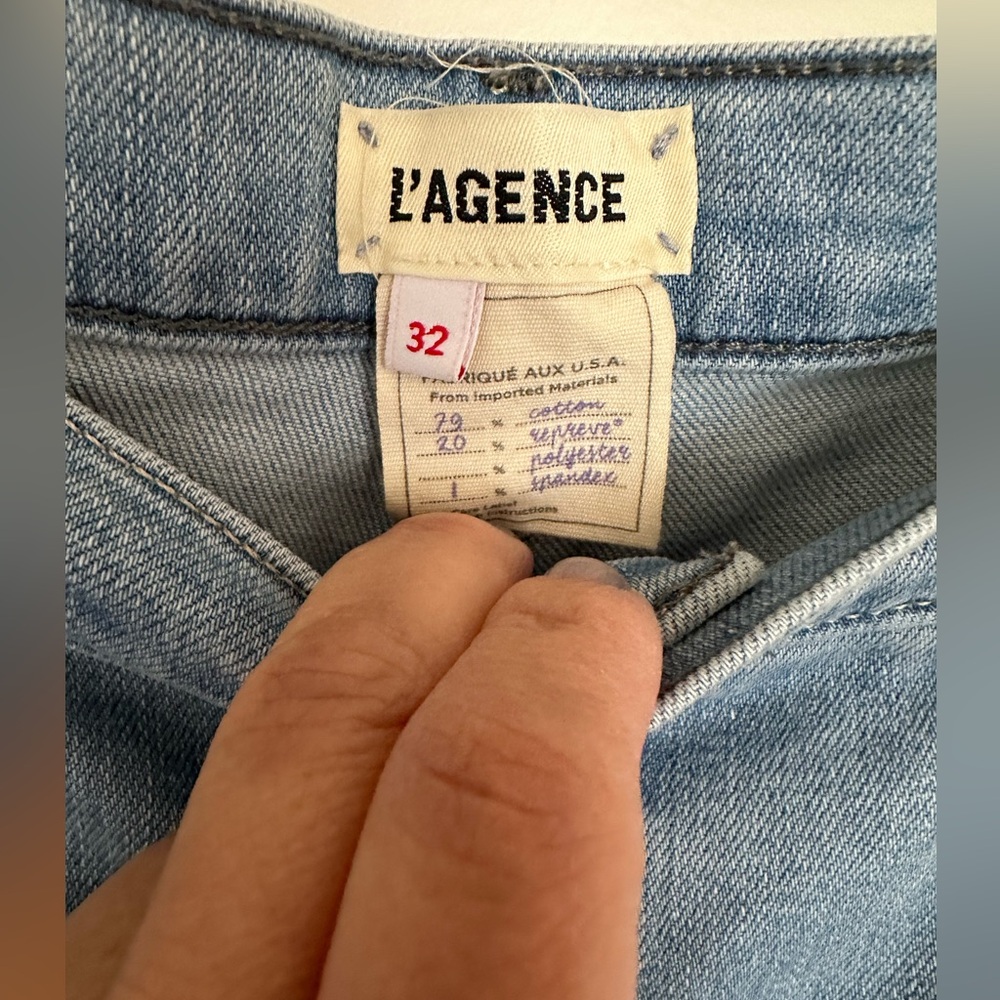 Women’s L’Agence Light Wash Blue Straight Leg Jeans Stretch High Rise Size 32 - Picture 5 of 9